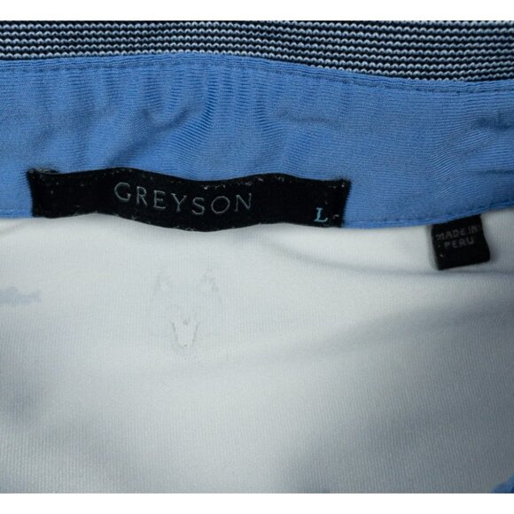 Greyson Spirit of Michigan Golf Polo Men's Large Wolf Print White Button-Down - Picture 3 of 14